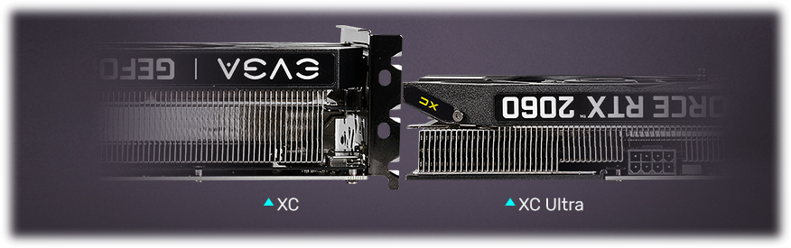 two size of EVGA GeForce RTX 2060 graphics cards, XC Ultra and XC