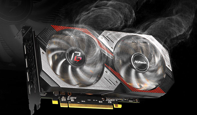 close look at the dual fans on this graphics card