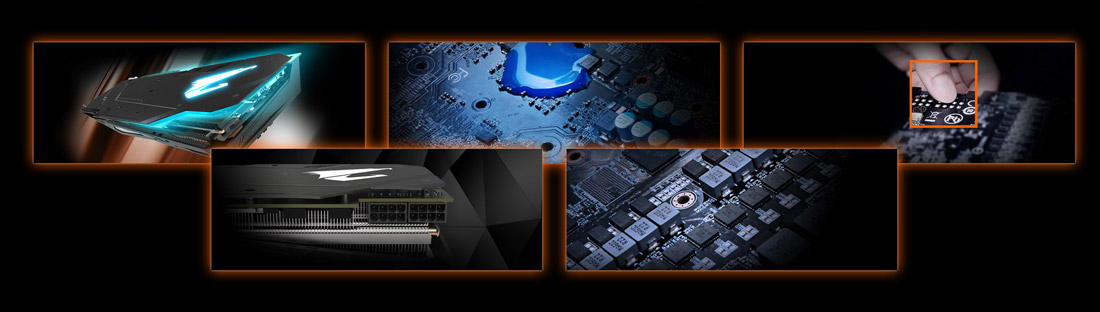 Different Shots of the GIGABYTE AORUS GV-N208TWF3OC-11GC Graphics Card and Its Internal Features