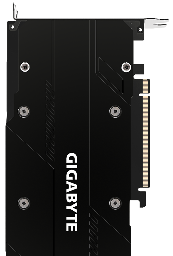 The back of the GIGABYTE GV-N1660GAMING OC-6GD graphics card