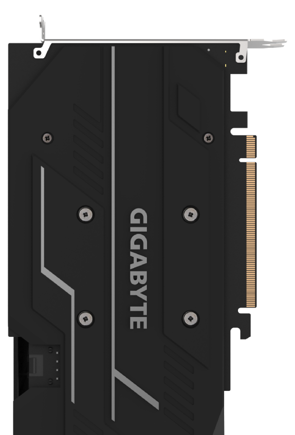 The back of the GIGABYTE GV-N1660OC-6GD graphics card