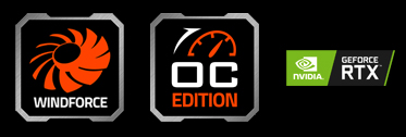 features icon for Windforce, OC EDITION, NVIDIA Geforce RTX