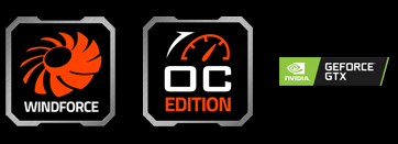 features icon for Windforce, OC EDITION, NVIDIA Geforce RTX