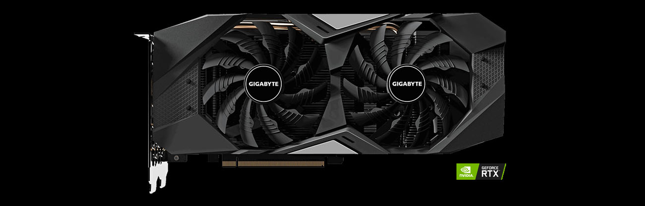 GIGABYTE GeForce RTX 2070 WINDFORCE 2X 8G front look with a NVIDIA RTX logo