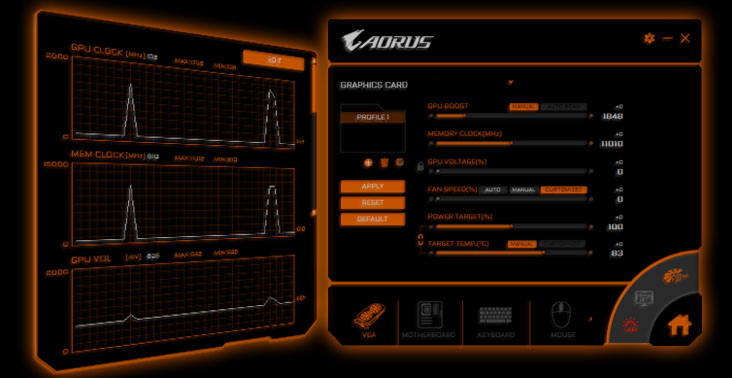 interface of AORUS ENGINE
