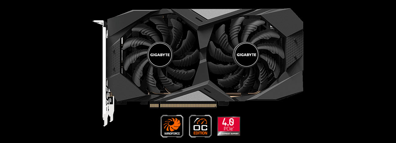 GIGABYTE Radeon RX 5500 XT OC 4G graphics card with four featuer icons