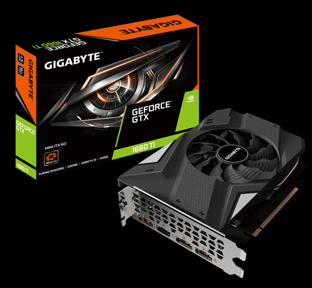 GIGABYTE GeForce GTX 1660 Ti MINI ITX 6G Graphics Card, Compact Mini ITX Form Factor, 6GB GDDR6, GV-N166TIX-6GD Video Card GPUs / Video Graphics -