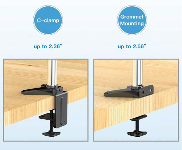 comparison between C-clamp mounting and grommet hole mounting