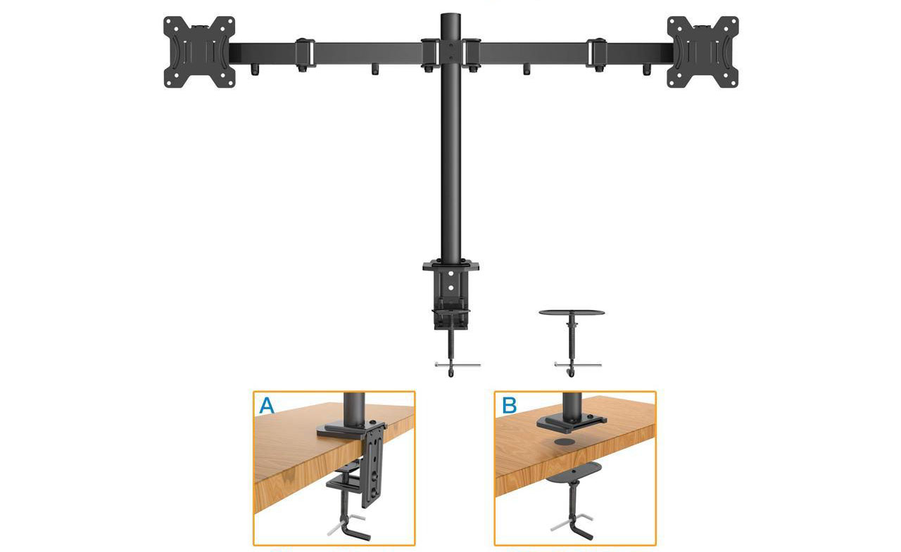 diagram of the installations for HUANUO Dual Monitor Stand