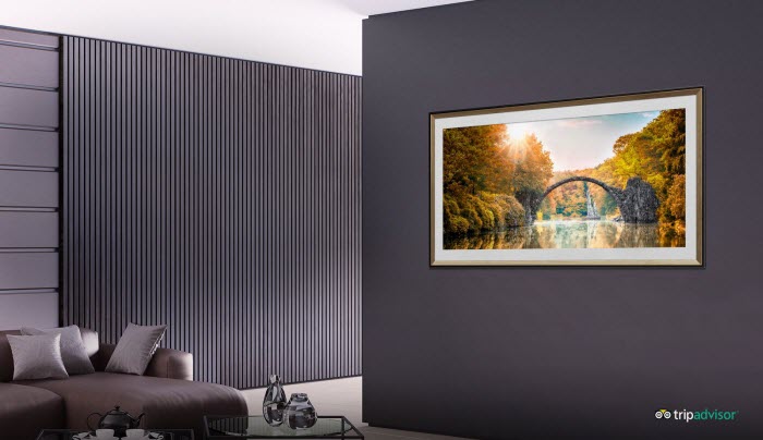 LG B9 Smart OLED TV hanged on the wall in Gallery Mode