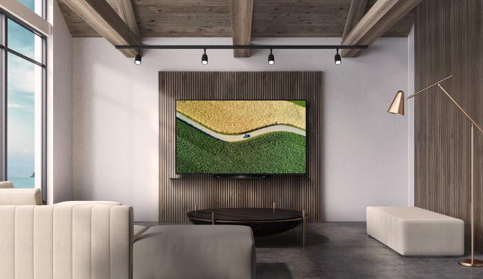 LG B9 Smart OLED TV placed in a fancy living room