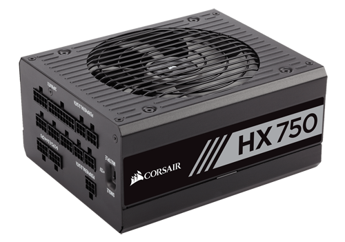 Corsair HX 750 Power Supply Angled Up to the Right
