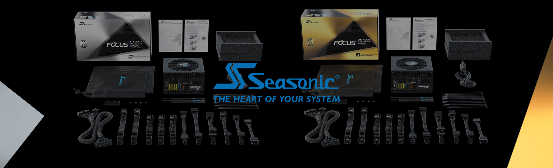 Seasonic Focus and Packing box and cables and accessories