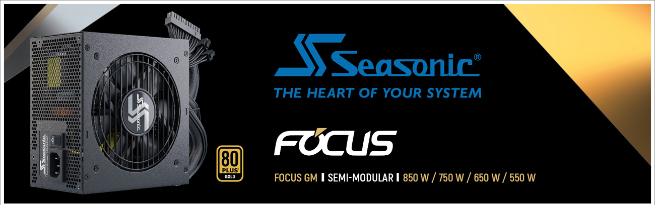 Seasonic FOCUS Semi-Modular Power Supply facing forward