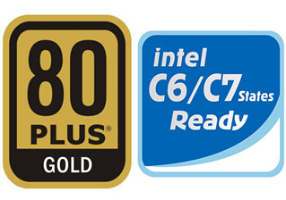 80 PLUS Gold Certified and Intel C6/C7 States Ready Badge