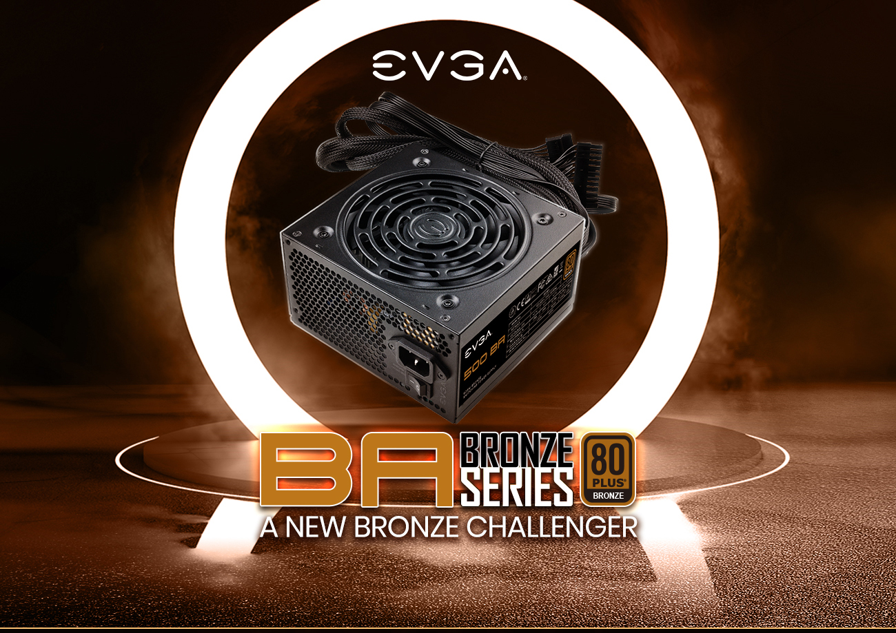 EVGA 500 BA 100-BA-0500-K1 500W Power Supply and EVGA logo