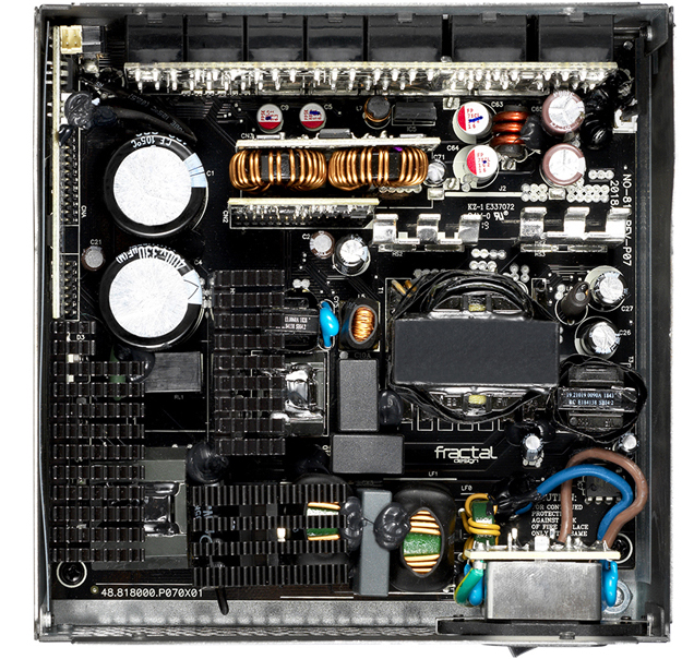 The interior components of a Fractal Design Power Supply