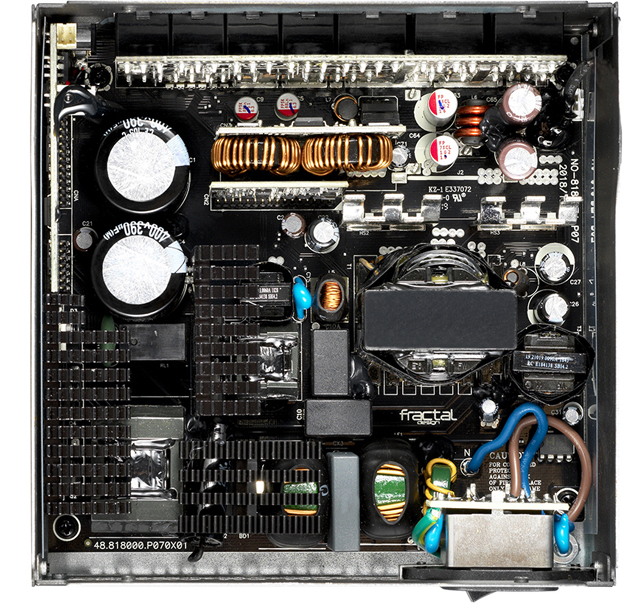 The interior components of a Fractal Design Power Supply
