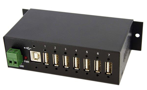 Mountable Rugged Industrial 7 Port USB Hub
