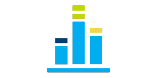 a blue bar chart icon