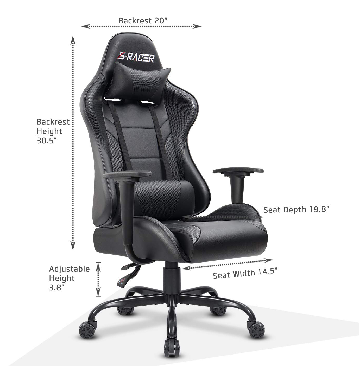 Homall Office Gaming Chair Carbon Pu Leather Black Neweggcom