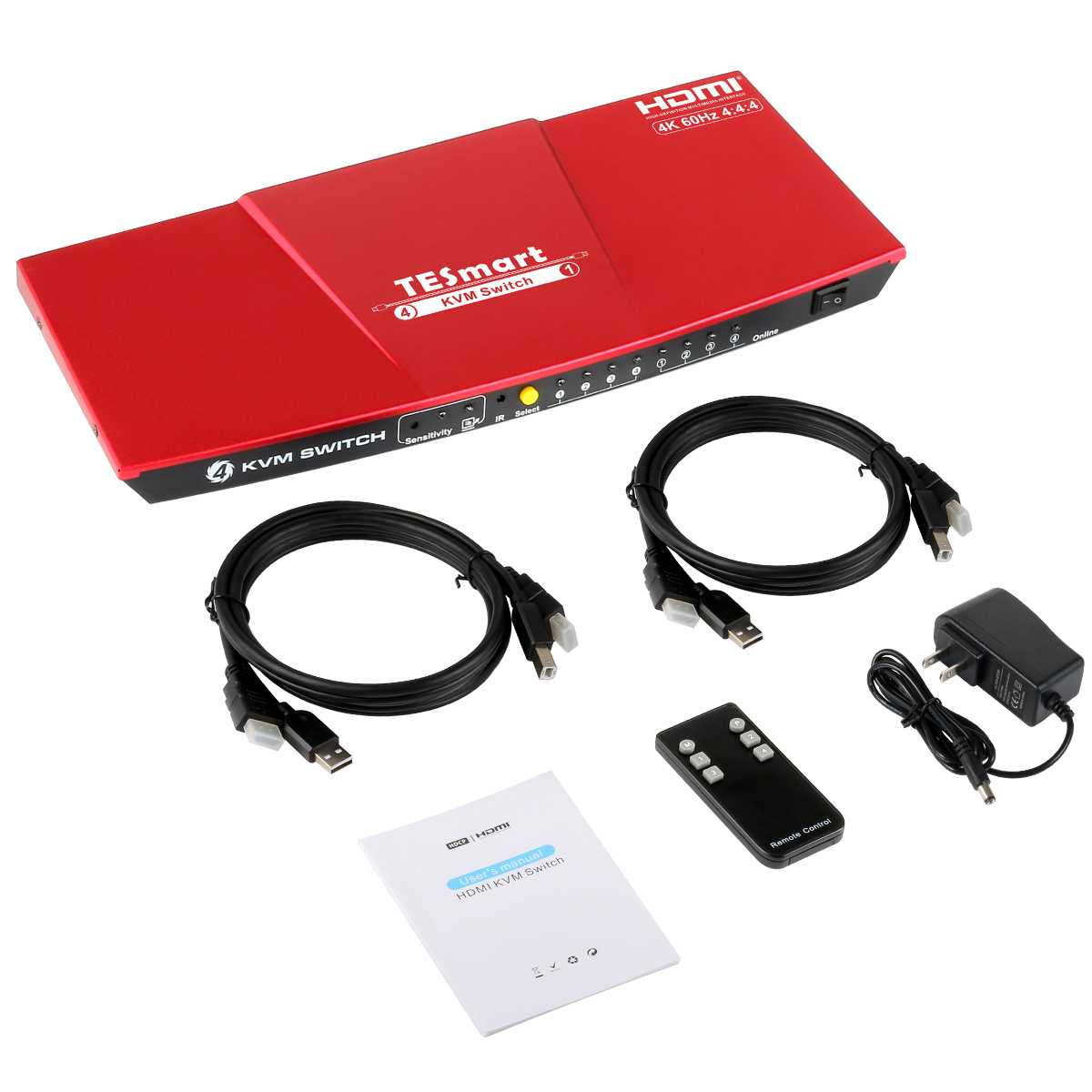 TESmart HDMI KVM Switch 4 ports 4 in 1 out , support 4k 3840*2160@60Hz