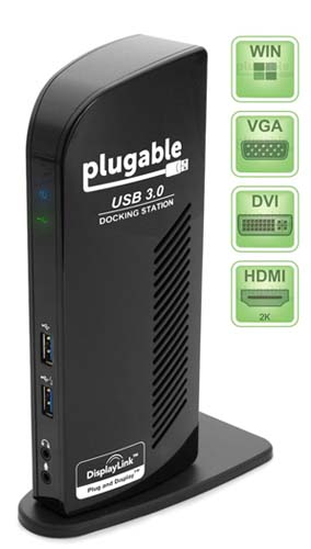 Plugable DisplayLink Dual Monitor Universal Docking Station - USB to