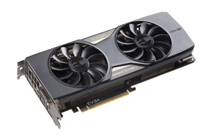 EVGA_GeForce_GTX_980_Ti Graphics Card facing up to the right