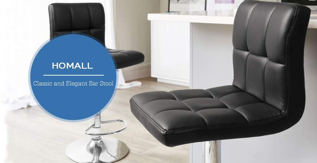 Homall Bar Stools Black Bonded Pu Leather With Larger Seat Homall Bar Stools Which Will Perfectly Decor Your Living Room And Also Add An Contemporary Touch To Office Or Restaurant