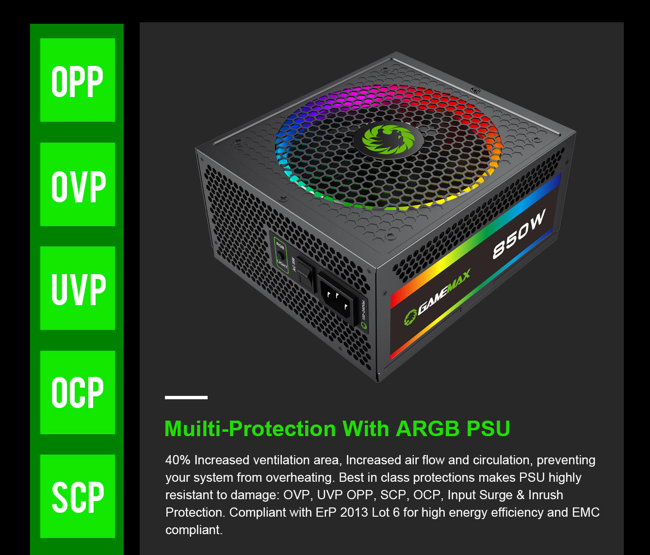 GMX RGB Power Supply, ATX Power Supply 850W Fully Modular 80+ Gold