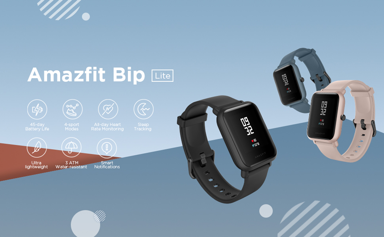 Amazfit Bip Lite Smartwatch 45 Day Battery Life Heart Rate Sleep Monitor 1 28 Always On Touchscreen 3 Atm Water Resistant Multisport Tracker Black Newegg Com