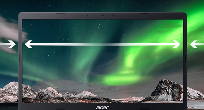 Acer Aspire 5 Display Blending with the Background Image of Aurora Borealis