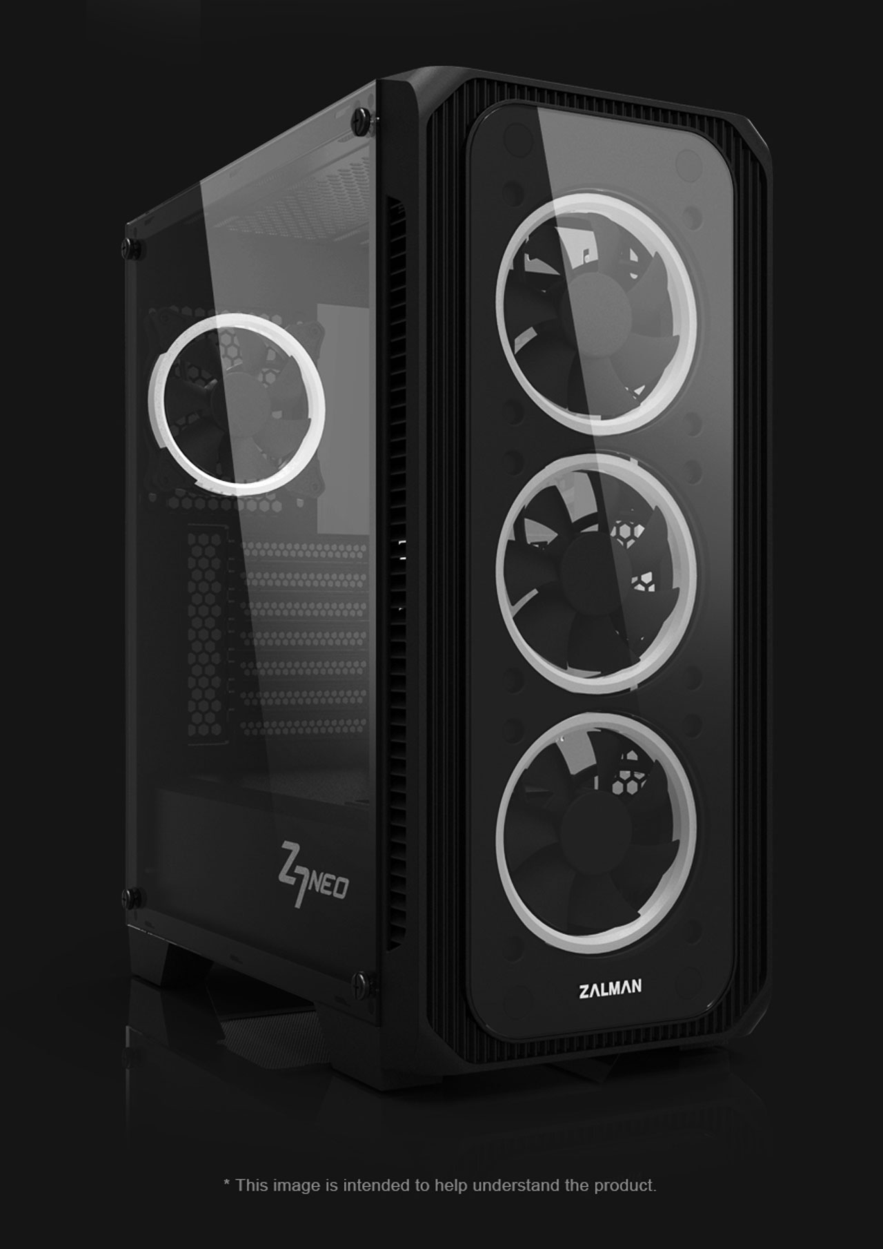 ZALMAN Z7 Neo ATX Mid-Tower, Pre-Installed 4 RGB LED Ring fans (3 x ...