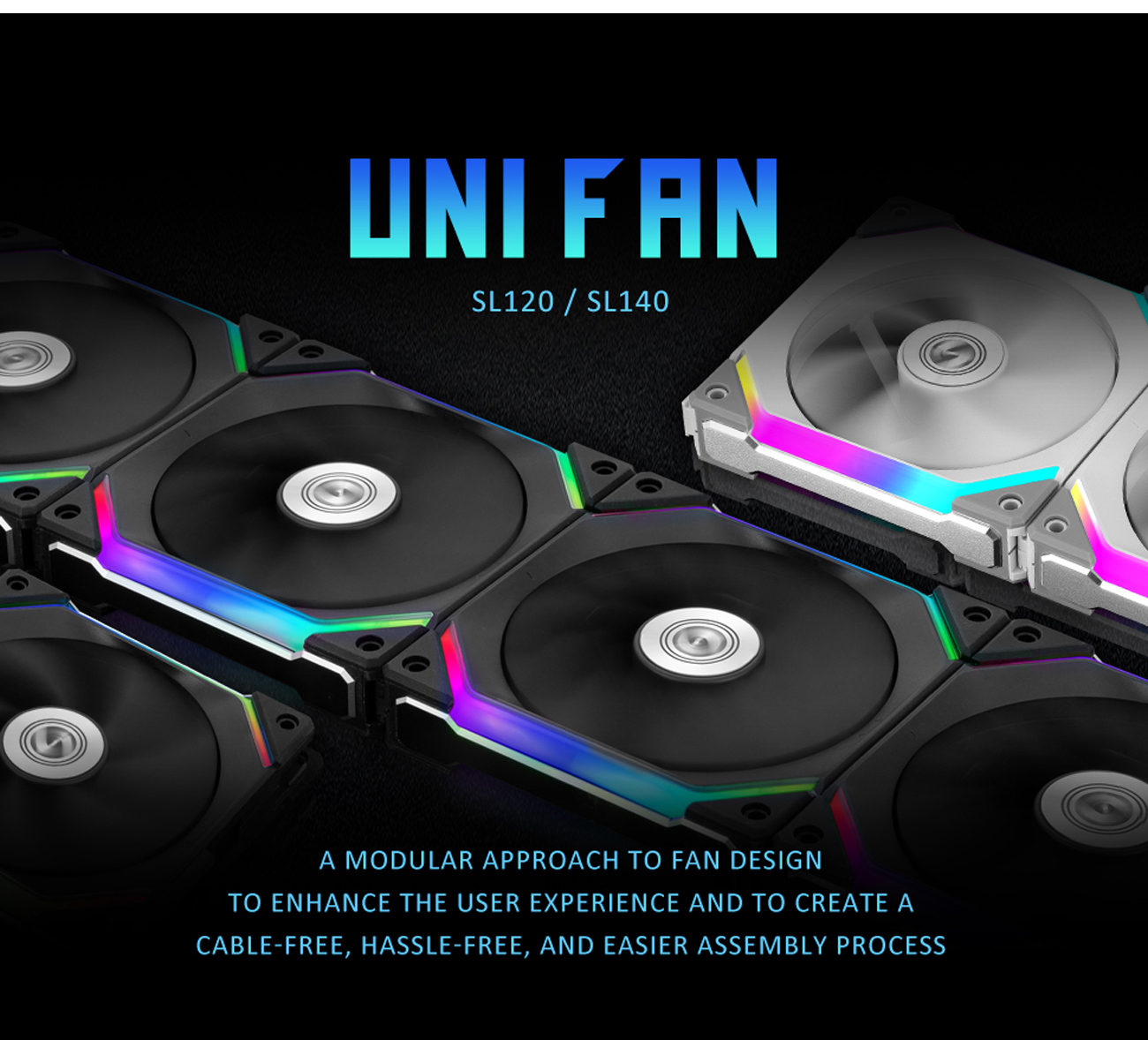 LIAN LI UNI FAN SL140 RGB BLACK ---UF-SL140-1B(No controller included ...