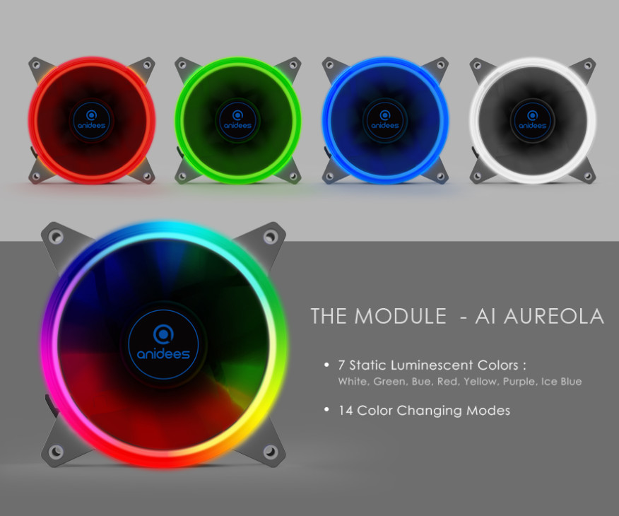 Anidees Wireless RGB LED 120mm Case Fan