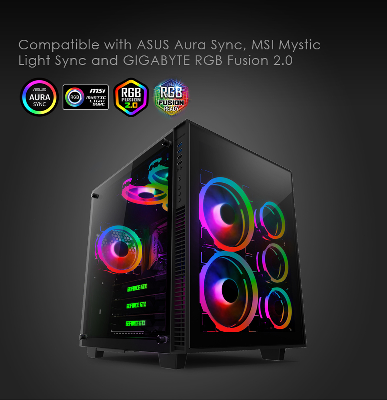 anidees AI Aureola Duo 80mm 3pcs RGB PWM Fan Compatible with ASUS 