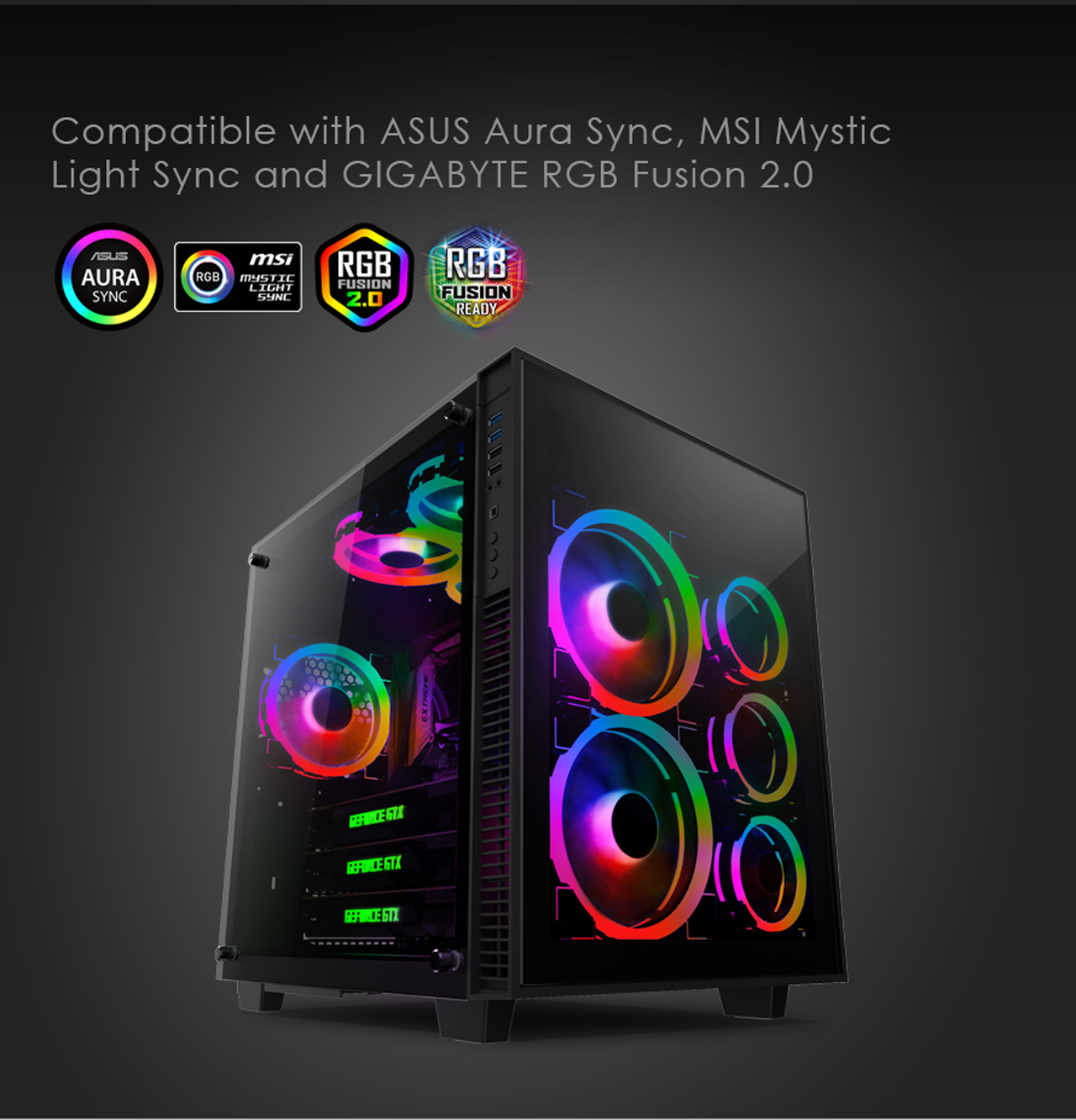 anidees AI Duo 140mm 3pcs RGB PWM Fan Compatible with ASUS Aura SYNC/MSI Mystic/GIGABYTE Fusion MB with 5V 3pins Header, for case Fan, Cooler Fan, with Remote(AI-AR-DUO14) Case Fans -
