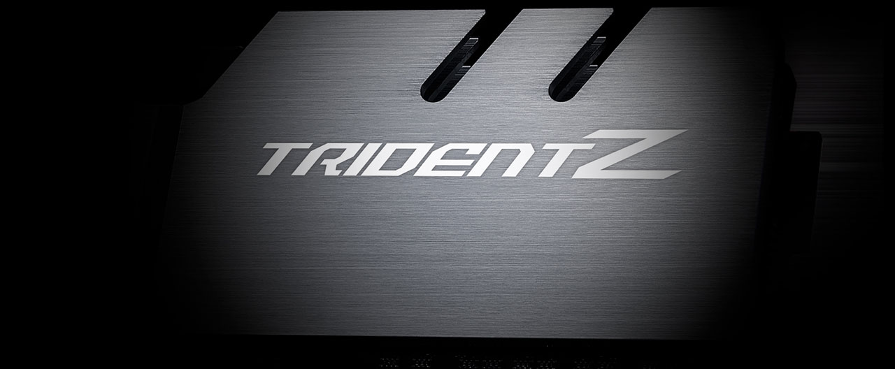   Closeup of “Trident Z” texts on the memory heat spreader 