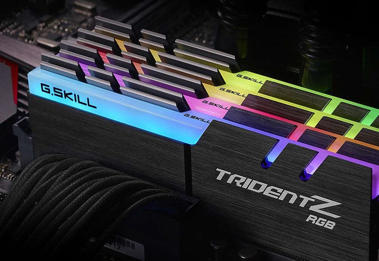 four TridentZ RGB memory modules installed on the motherboard