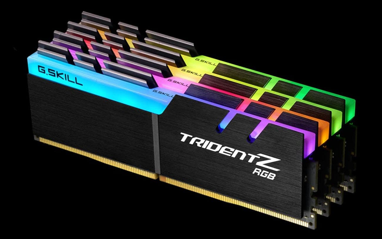 four TridentZ RGB memory modules in four different RGB colors