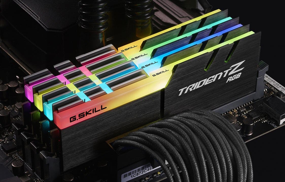TridentZ RGB memory modules installed on the motherboard