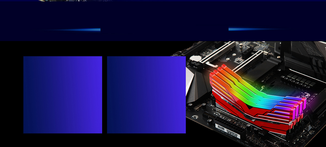 Side View of 8-layers PCB with ENE MCU OLOy memory modules installed on a motherboard