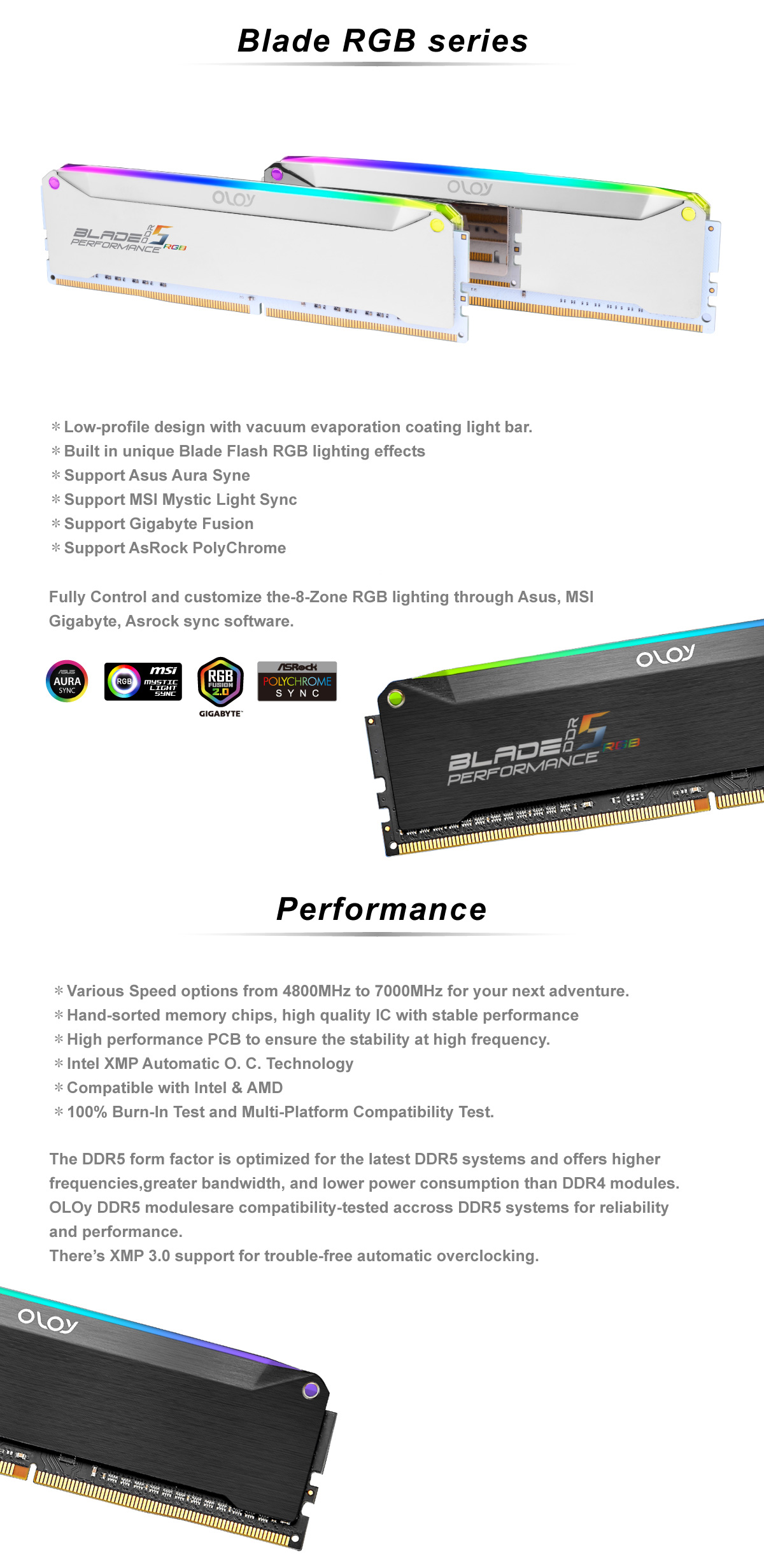 OLOy Blade RGB 64GB (2 x 32GB) 288pin DDR5 6400 Desktop Memory