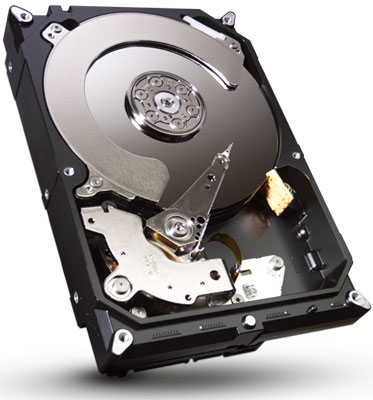 Internal view of an HDD, showing the platter, motor, recording head, recording arm, and more