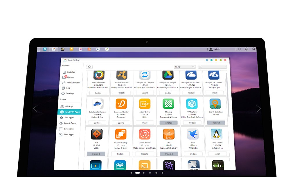 screenshots of App Central in computer