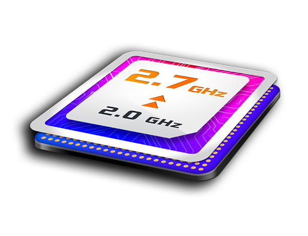 up to 2.7Ghz Quad Core CPU