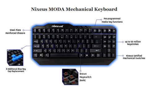 Nixeus MODA (Brown Soft Tactile Switch) Keyboard - Newegg.com