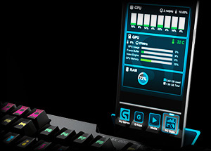 A Smartphone Docked Next to the Top-Right Edge of the Logitech G910 Orion Spark RGB Keyboard
