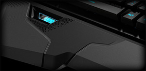 Closeup of the Battery-Level Indicator on the Logitech G910 Orion Spark RGB Keyboard