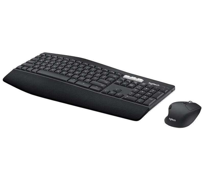 Logitech MK850 Wireless Keyboard and Mouse Combo facing up to the left